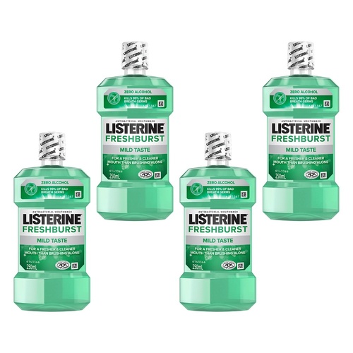 Listerine Freshburst Zero Mouthwash 250mL Pack of 4