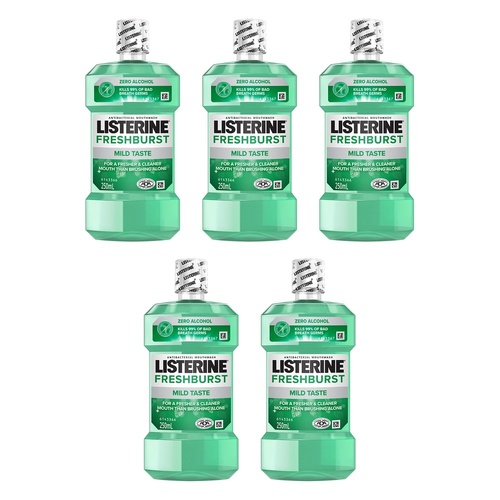 Listerine Freshburst Zero Mouthwash 250mL Pack of 5
