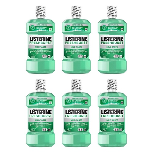 Listerine Freshburst Zero Mouthwash 250mL Pack of 6