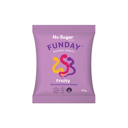 Fun Day Natural Sweets Fruit Flavoured Gummy Snakes 50g x 6
