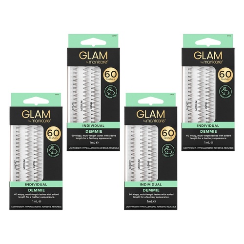 Glam by Manicare Individual Lashes Demmie 60 Pack Bundle of 4