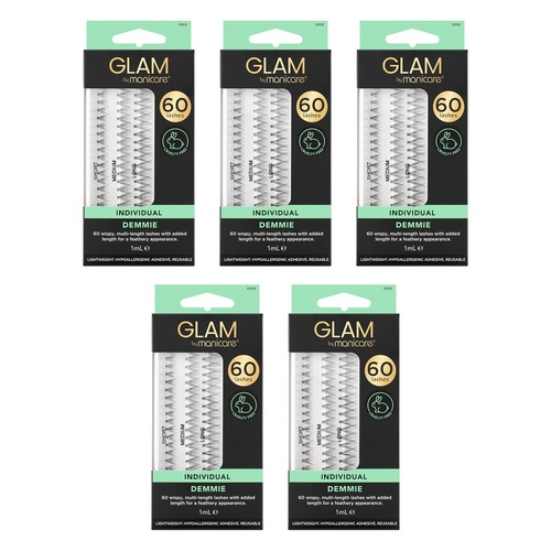 Glam by Manicare Individual Lashes Demmie 60 Pack Bundle of 5