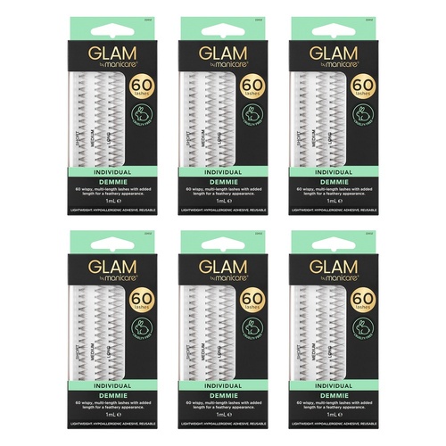 Glam by Manicare Individual Lashes Demmie 60 Pack Bundle of 6