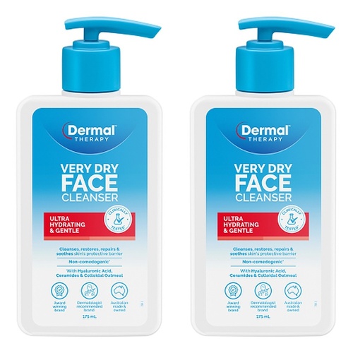 Dermal Therapy Very Dry Face Cleanser 175mL Pack of 2