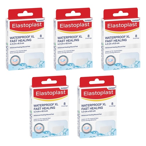 Elastoplast Waterproof XL Fast Healing Dressing 8 Pack Bundle of 5