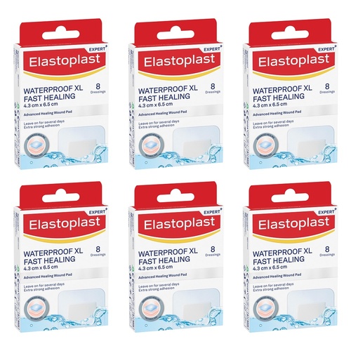 Elastoplast Waterproof XL Fast Healing Dressing 8 Pack Bundle of 6