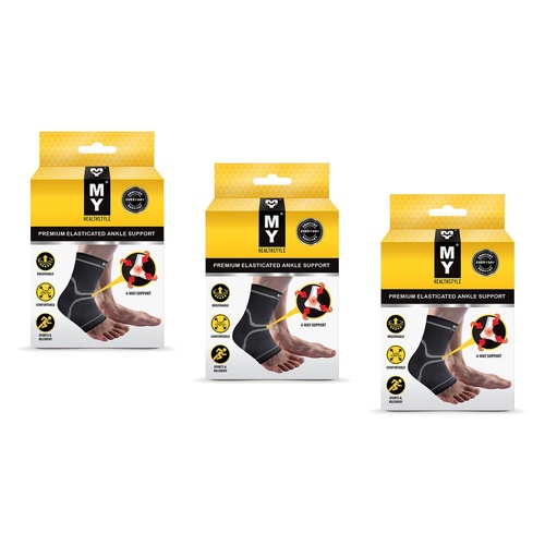 MY Premium Elasticated Ankle Support Medium Pack of 3