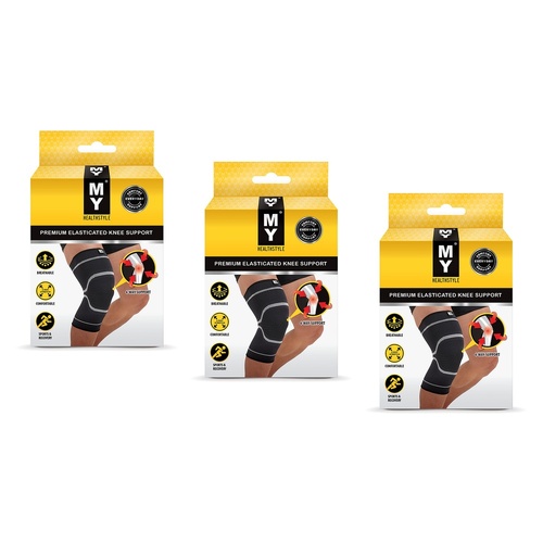 MY Premium Elasticated Knee Support Medium Pack of 3