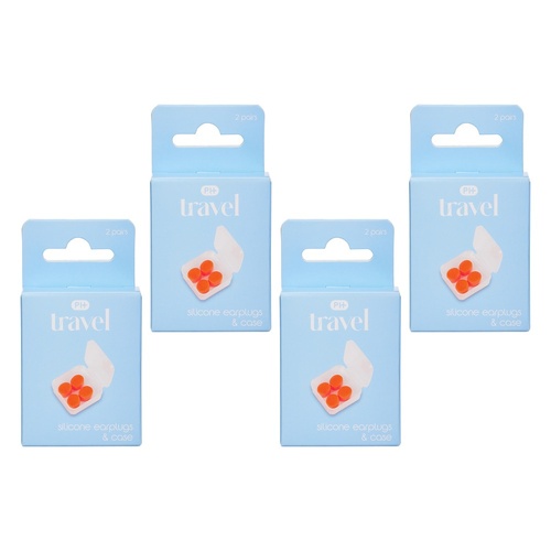Pharmacy Health Silicone Earplugs and Case 2 Pairs Pack of 4