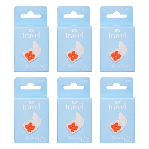 Pharmacy Health Silicone Earplugs and Case 2 Pairs Pack of 6