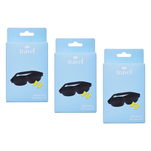 Pharmacy Health Eye Mask and Ear Plug Travel Set Pack of 3