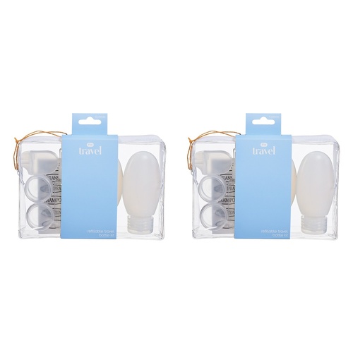 Pharmacy Health Refillable Travel Bottle Kit 6 Piece Set Pack of 2