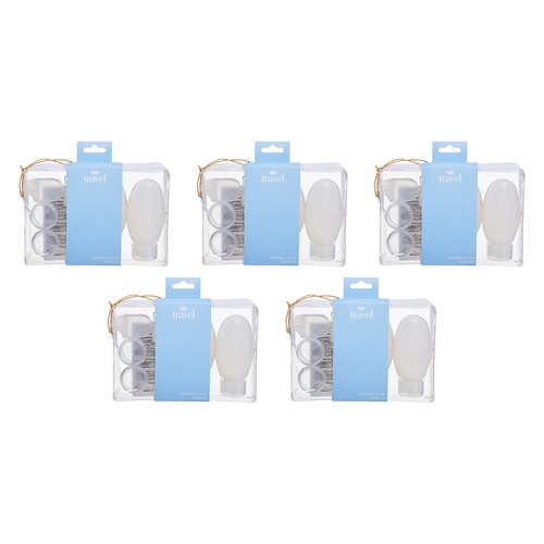 Pharmacy Health Refillable Travel Bottle Kit 6 Piece Set Pack of 5