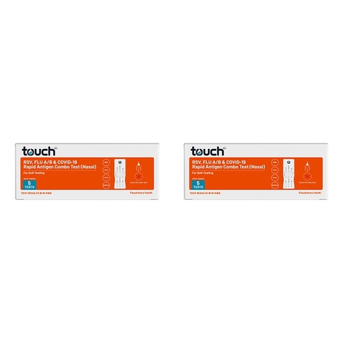 TouchBio RSV, Flu A/B & COVID-19 Combo Rapid Antigen Test 5 Tests Pack of 2