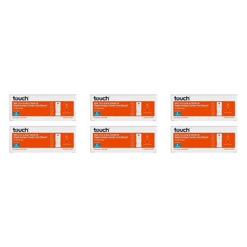 TouchBio RSV, Flu A/B & COVID-19 Combo Rapid Antigen Test 5 Tests Pack of 6