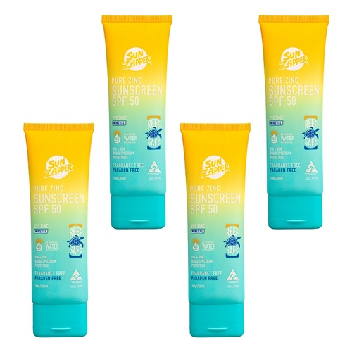 Sun Zapper Pure Zinc 25% Sunscreen SPF50 100mL Pack of 4