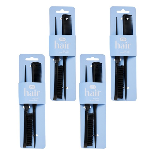 Pharmacy Health Big Hair Teaser Comb 2 Pack Bundle of 4