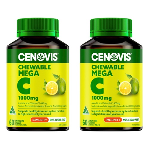Cenovis Chewable Mega Vitamin C 1000mg Lemon Lime 60 Tablets Pack of 2