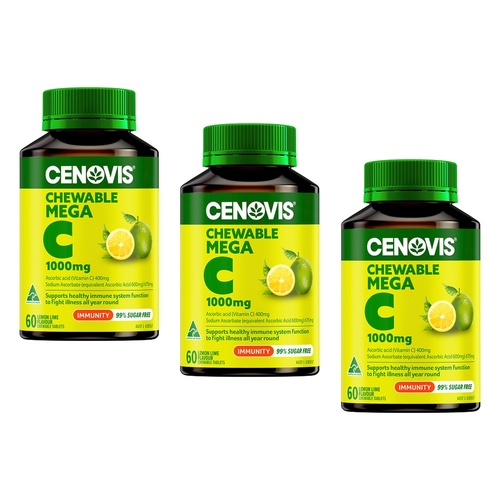 Cenovis Chewable Mega Vitamin C 1000mg Lemon Lime 60 Tablets Pack of 3