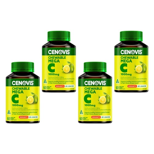 Cenovis Chewable Mega Vitamin C 1000mg Lemon Lime 60 Tablets Pack of 4