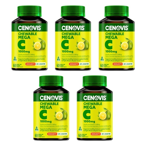 Cenovis Chewable Mega Vitamin C 1000mg Lemon Lime 60 Tablets Pack of 5