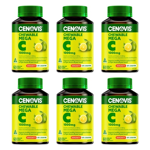 Cenovis Chewable Mega Vitamin C 1000mg Lemon Lime 60 Tablets Pack of 6
