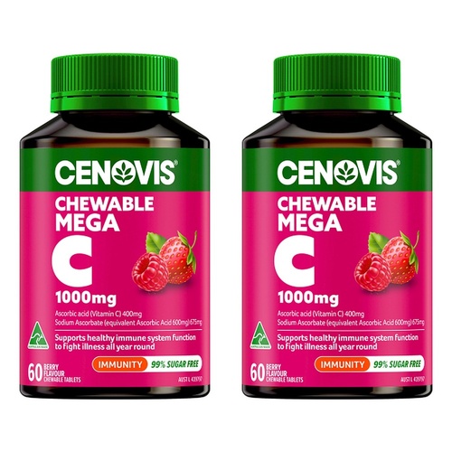 Cenovis Chewable Mega C 1000mg Berry 60 Tablets Pack of 2