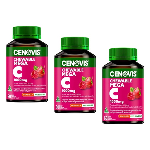 Cenovis Chewable Mega C 1000mg Berry 60 Tablets Pack of 3