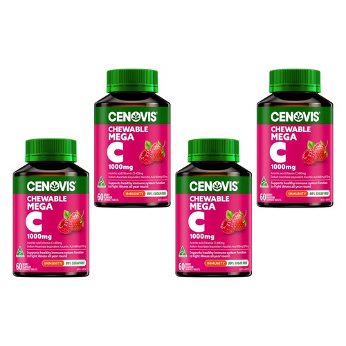 Cenovis Chewable Mega C 1000mg Berry 60 Tablets Pack of 4