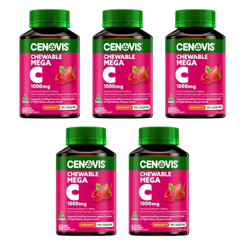 Cenovis Chewable Mega C 1000mg Berry 60 Tablets Pack of 5