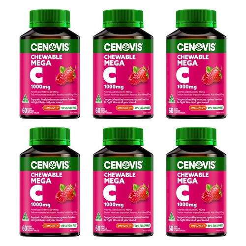 Cenovis Chewable Mega C 1000mg Berry 60 Tablets Pack of 6