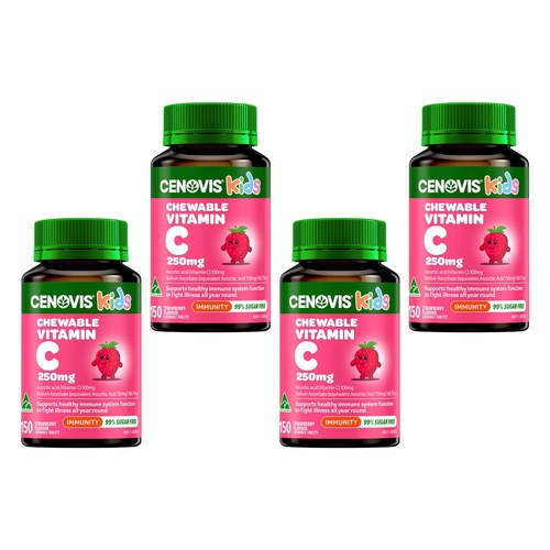 Cenovis Chewable Vitamin C 250mg Strawberry 150 Tablets Pack of 4