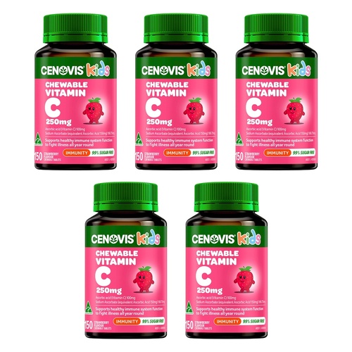 Cenovis Chewable Vitamin C 250mg Strawberry 150 Tablets Pack of 5
