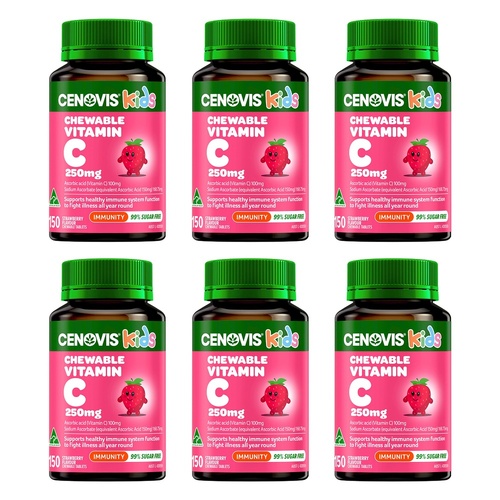 Cenovis Chewable Vitamin C 250mg Strawberry 150 Tablets Pack of 6