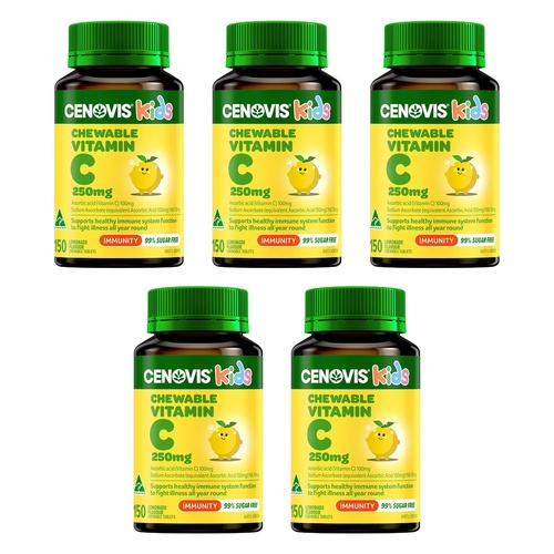 Cenovis Chewable Vitamin C 250mg Lemonade 150 Tablets Pack of 5