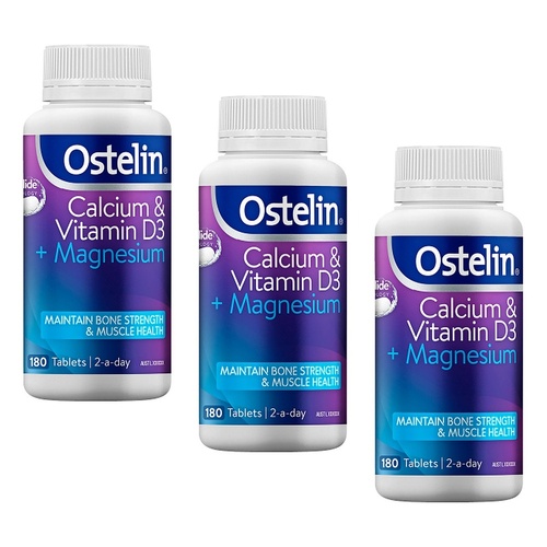Ostelin Calcium & Vitamin D3 + Magnesium 180 Tablets Pack of 3