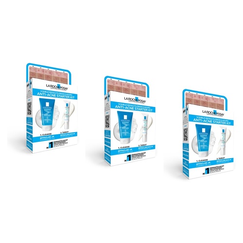 La Roche-Posay Effaclar Anti-Acne Starter Kit 2 Piece Set Pack of 3