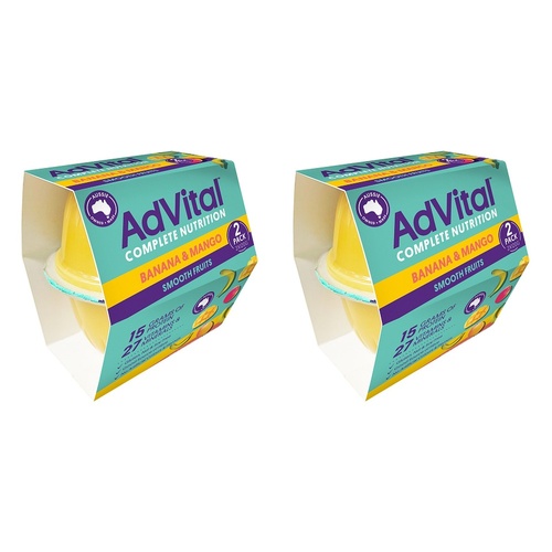 AdVital Banana and Mango Nutritionally Complete Smooth Fruits 120g Bundle of 2