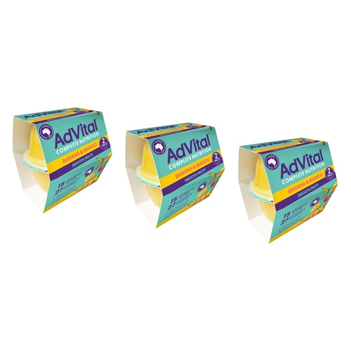 AdVital Banana and Mango Nutritionally Complete Smooth Fruits 120g Bundle of 3
