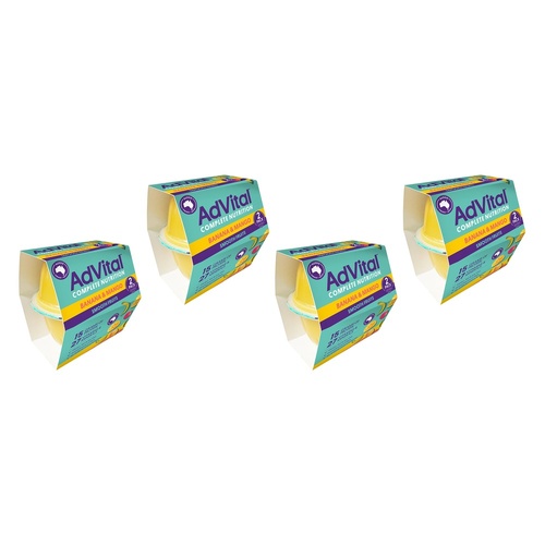 AdVital Banana and Mango Nutritionally Complete Smooth Fruits 120g Bundle of 4