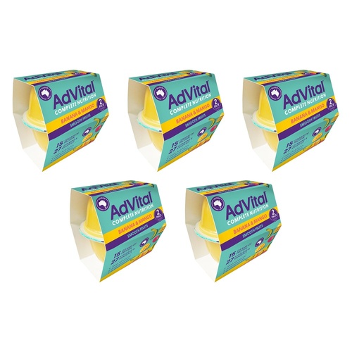 AdVital Banana and Mango Nutritionally Complete Smooth Fruits 120g Bundle of 5