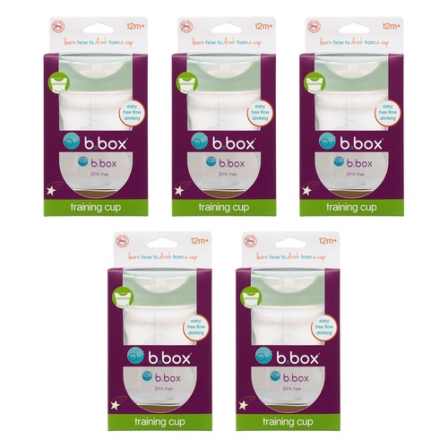 B.Box 240mL Training Rim Cup Sage x 12 Bundle of 5