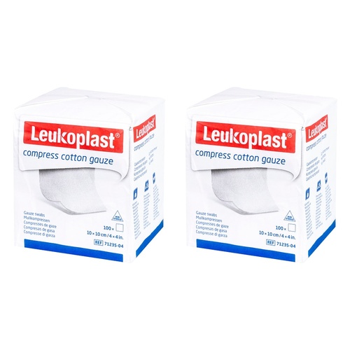 Leuko Leukoplast Non-Sterile Compress Cotton Gauze 10cm x 10cm Bundle of 2