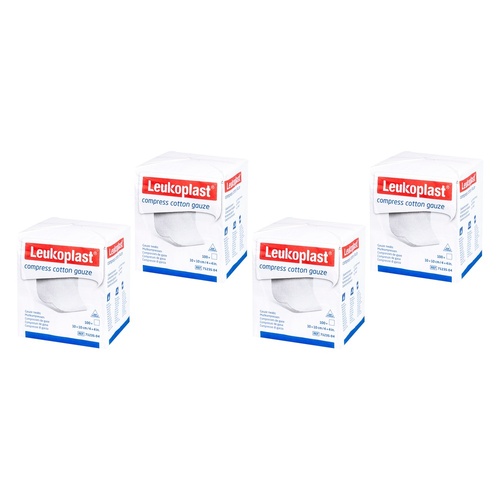 Leuko Leukoplast Non-Sterile Compress Cotton Gauze 10cm x 10cm Bundle of 4