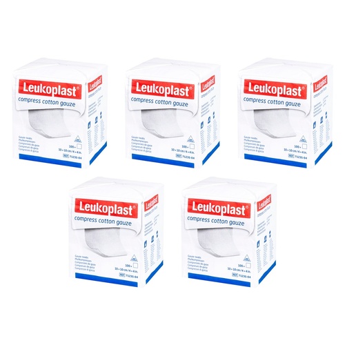 Leuko Leukoplast Non-Sterile Compress Cotton Gauze 10cm x 10cm Bundle of 5