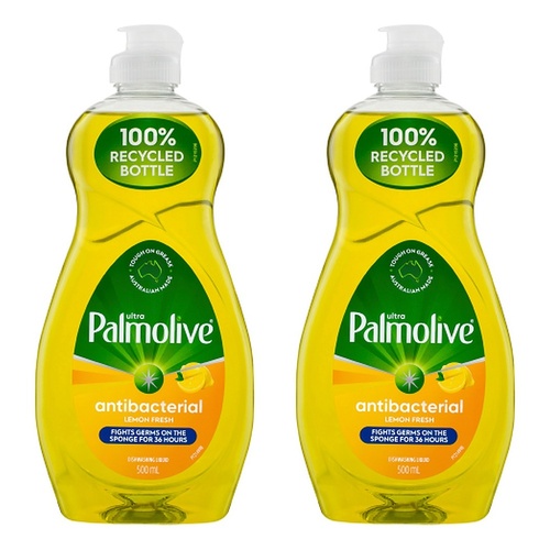 Palmolive Dishwashing Liquid Antibacterial Lemon Ultra 500mL Pack of 2
