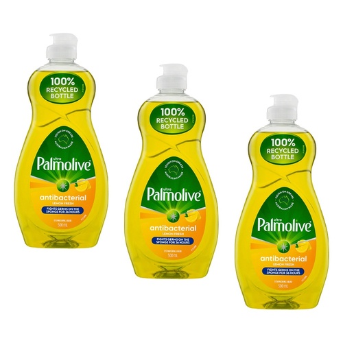 Palmolive Dishwashing Liquid Antibacterial Lemon Ultra 500mL Pack of 3