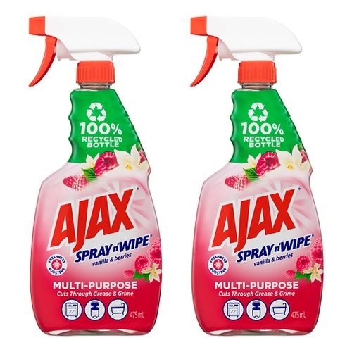 Ajax Spray n' Wipe Vanilla & Berries 475mL Pack of 2