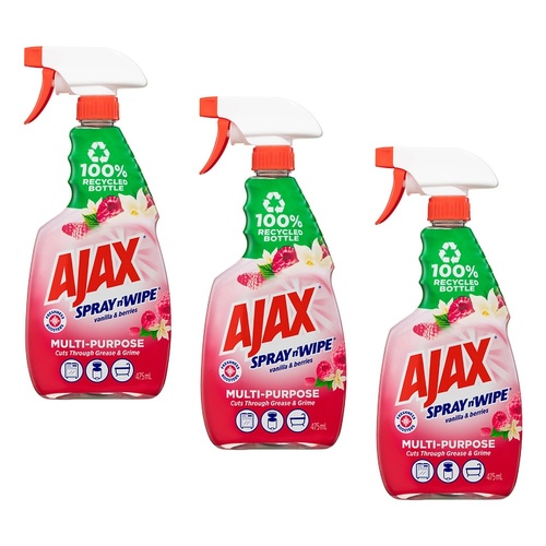 Ajax Spray n' Wipe Vanilla & Berries 475mL Pack of 3