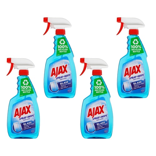 Ajax Spray n' Wipe Triple Action Glass Cleaner 500mL Pack of 4